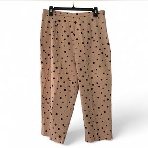 Preppy Polka Dot office Beige/Tan Cropped Pants size 8